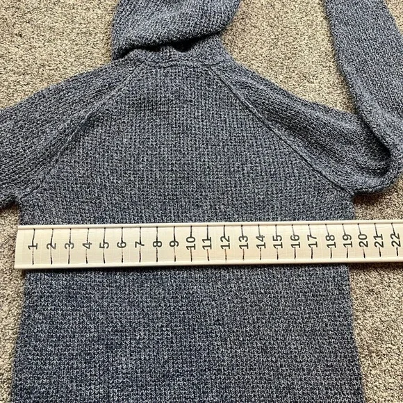 Abercrombie Fitch Knit Hoodie Mens L Blue White Speckled - Picture 6 of 7